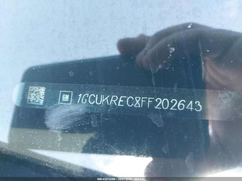 2015 Chevrolet Silverado 1500 1Lt VIN: 1GCUKREC8FF202643 Lot: 43374366