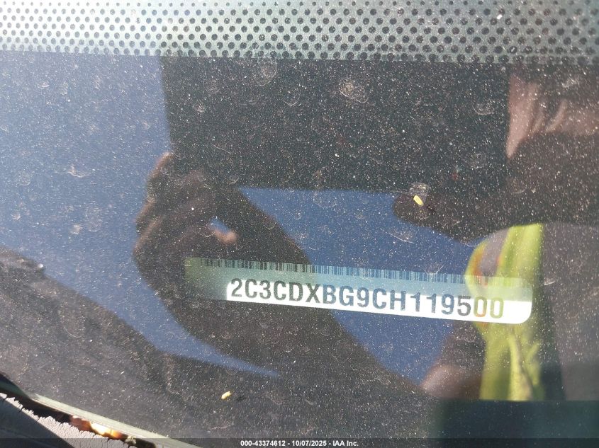 2012 Dodge Charger Se VIN: 2C3CDXBG9CH119500 Lot: 43374612