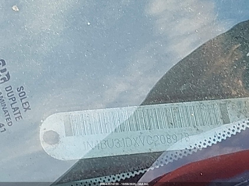 1997 Nissan Altima Gle/Gxe/Se/Xe VIN: 1N4BU31DXVC208978 Lot: 43374720