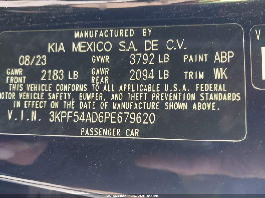 2023 KIA FORTE GT-LINE - 3KPF54AD6PE679620