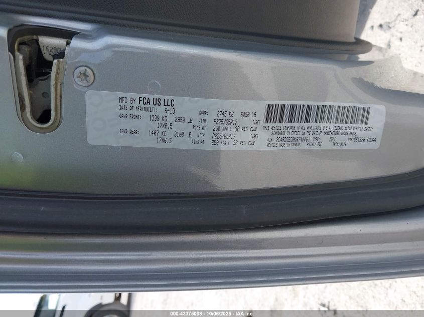 2019 Dodge Grand Caravan Gt VIN: 2C4RDGEG0KR740057 Lot: 43375008