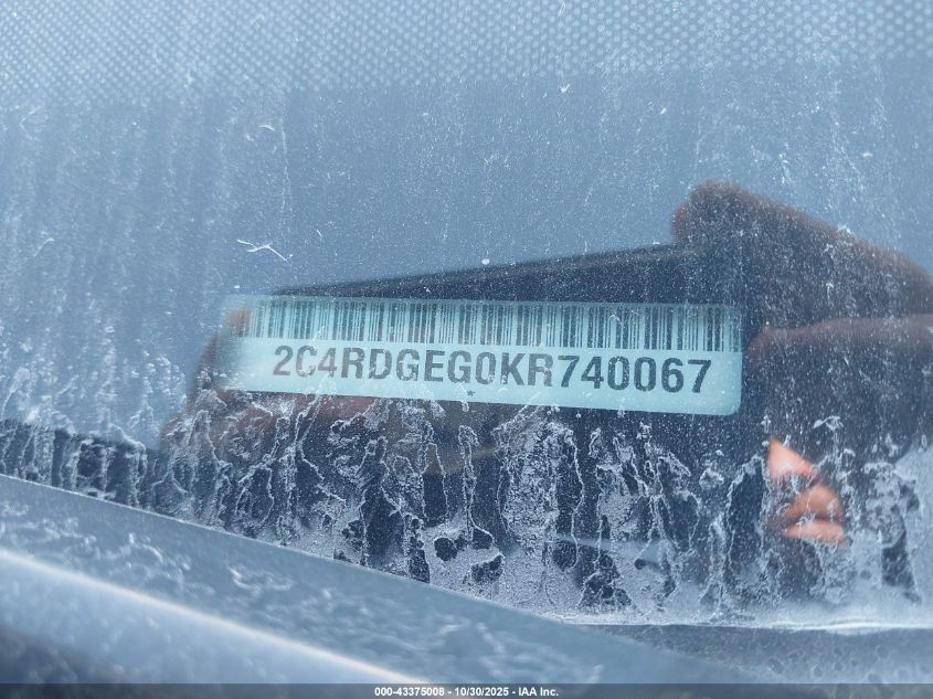 2019 Dodge Grand Caravan Gt VIN: 2C4RDGEG0KR740067 Lot: 43375008