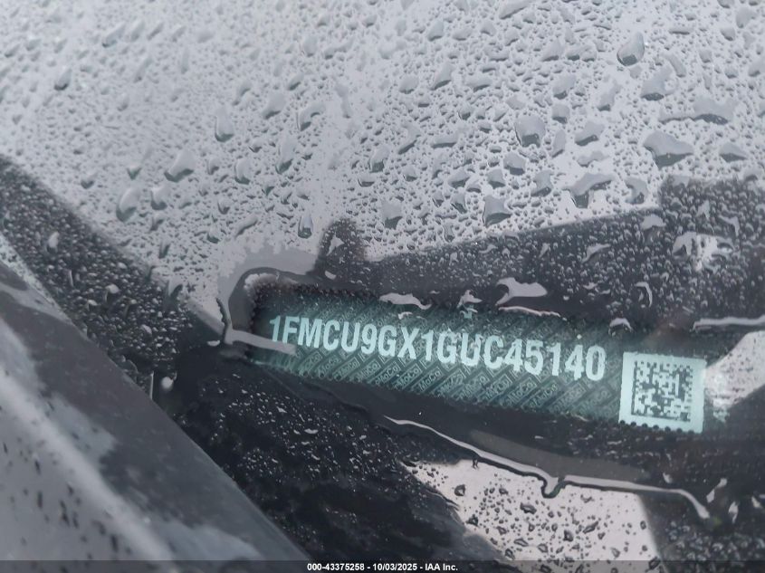 2016 Ford Escape Se VIN: 1FMCU9GX1GUC45140 Lot: 43375258
