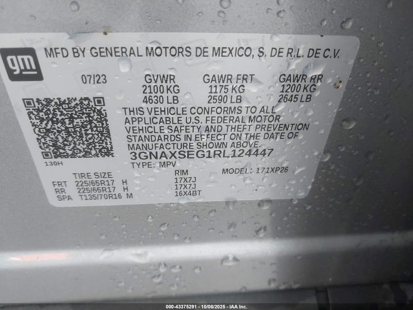 2024 Chevrolet Equinox Awd Ls VIN: 3GNAXSEG1RL124447 Lot: 43375291