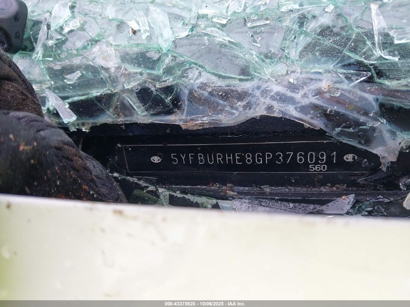 2016 Toyota Corolla S Plus VIN: 5YFBURHE8GP376091 Lot: 43375520