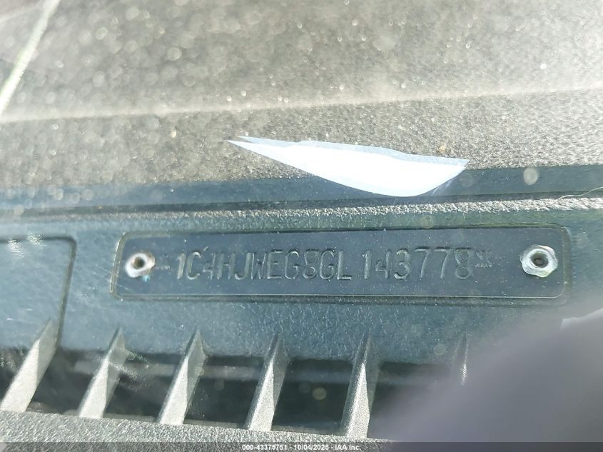 2016 Jeep Wrangler Unlimited Sahara VIN: 1C4HJWEG8GL143778 Lot: 43375751