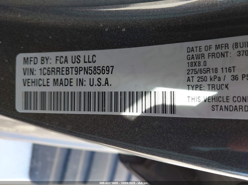 1C6RREBT9PN585697 2023 RAM 1500 photo no. 9
