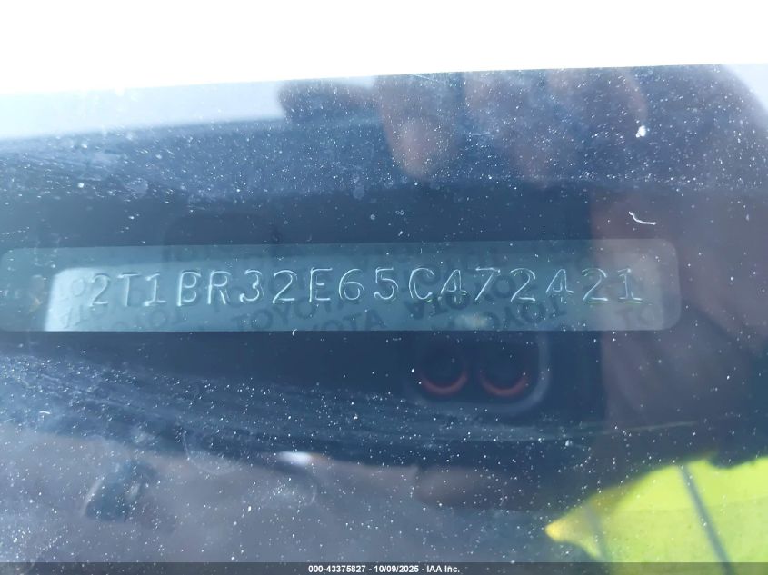 2005 Toyota Corolla Le VIN: 2T1BR32E65C472421 Lot: 43375827