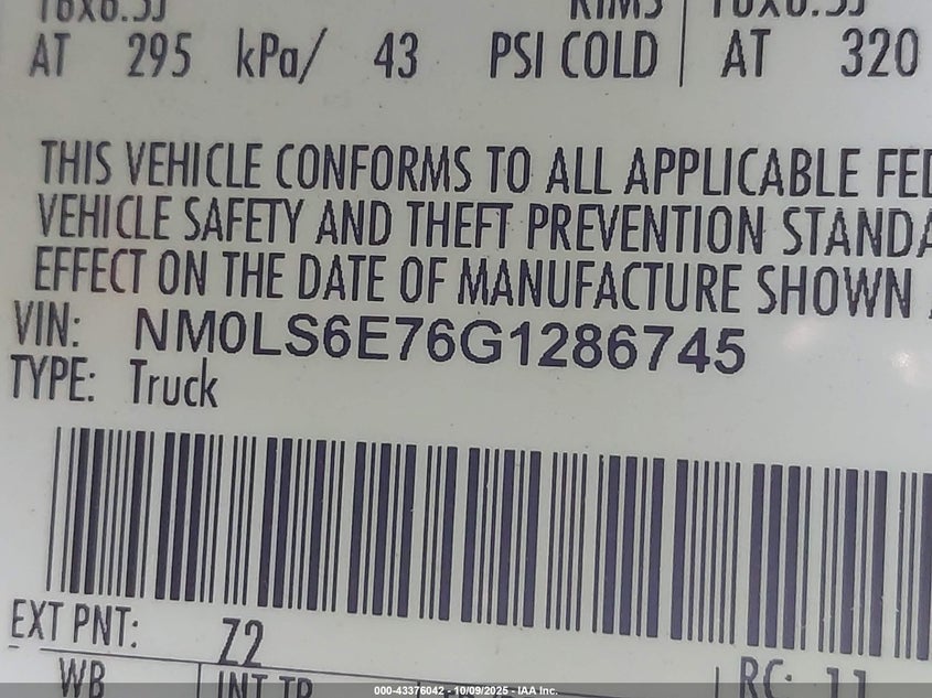 2016 FORD TRANSIT CONNECT XL NM0LS6E76G1286745