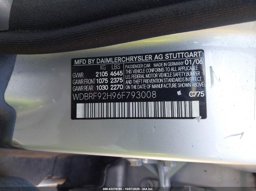 2006 Mercedes-Benz C 280 Luxury 4Matic VIN: WDBRF92H96F793008 Lot: 43376180