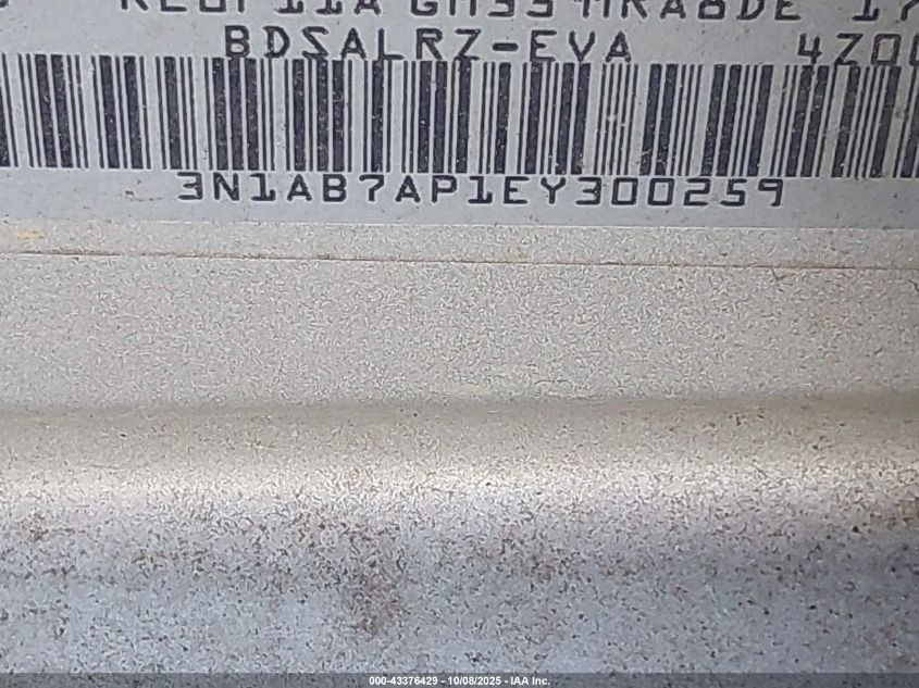 2014 Nissan Sentra Sr VIN: 3N1AB7AP1EY300259 Lot: 43376429