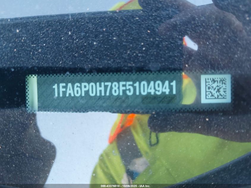2015 Ford Fusion Se VIN: 1FA6P0H78F5104941 Lot: 43376518