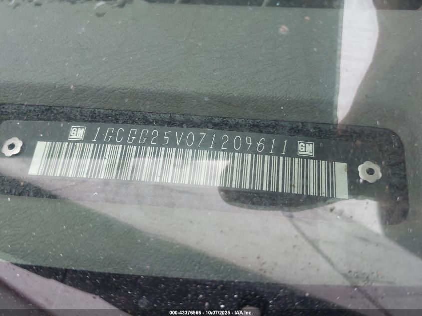 2007 Chevrolet Express Work Van VIN: 1GCGG25V071209611 Lot: 43376566