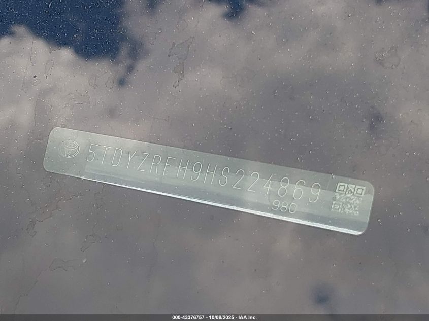 2017 Toyota Highlander Limited VIN: 5TDYZRFH9HS224869 Lot: 43376757