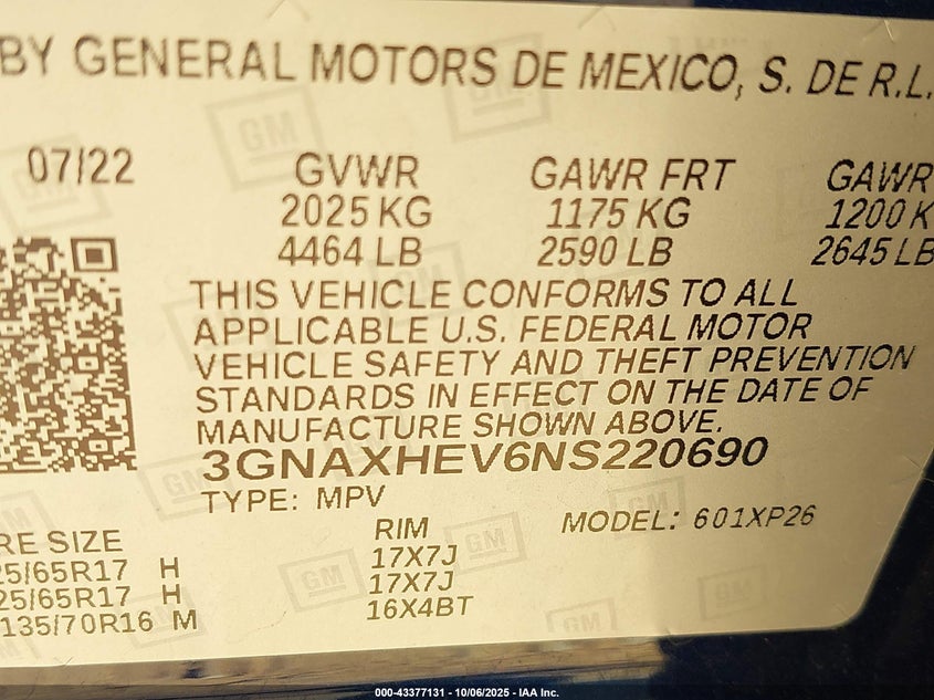 2022 Chevrolet Equinox Fwd Ls VIN: 3GNAXHEV6NS220690 Lot: 43377131