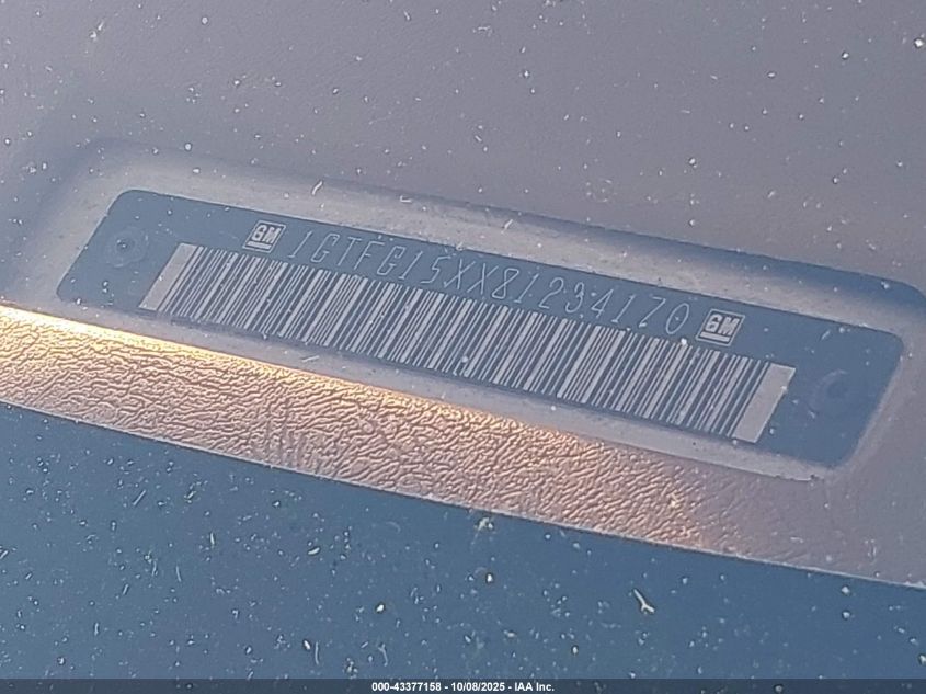 2008 GMC Savana Work Van VIN: 1GTFG15XX81234170 Lot: 43377158