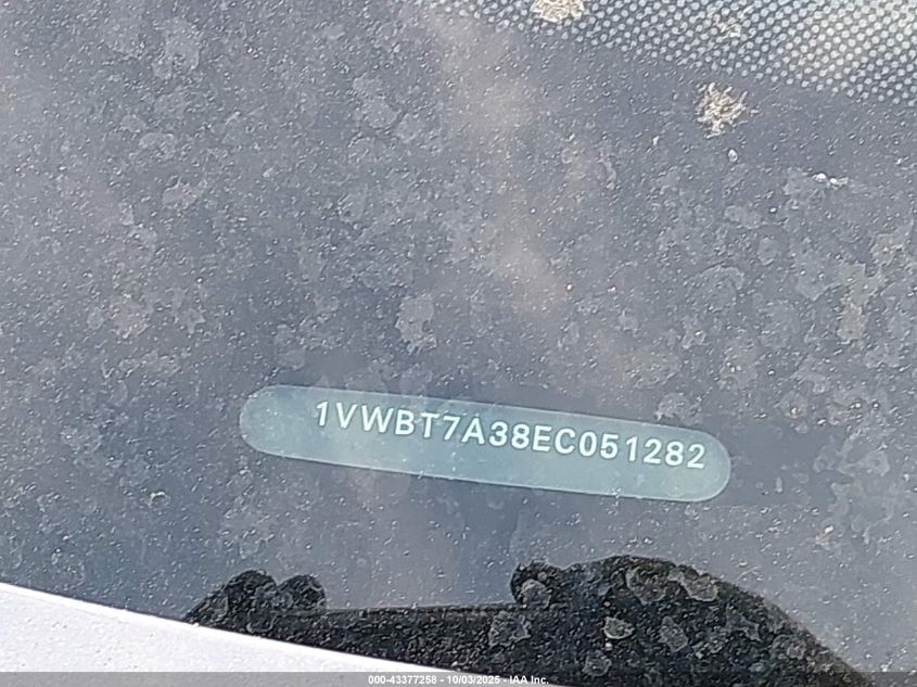 2014 Volkswagen Passat 1.8T Se VIN: 1VWBT7A38EC051282 Lot: 43377258