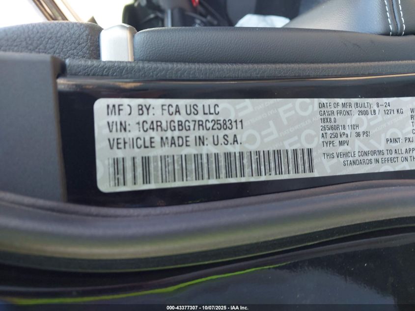 2024 Jeep Grand Cherokee Limited 4X2 VIN: 1C4RJGBG7RC258311 Lot: 43377307