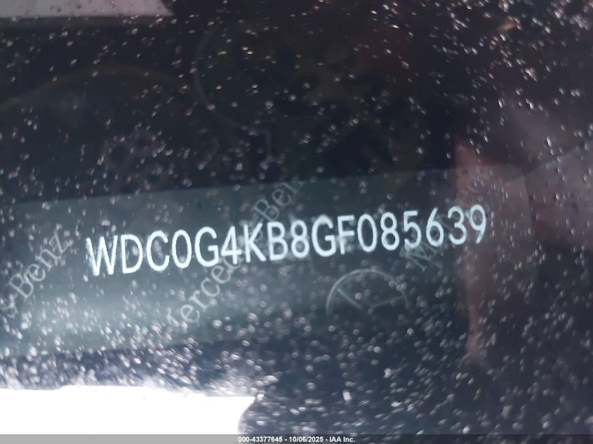 2016 Mercedes-Benz Glc 300 4Matic VIN: WDC0G4KB8GF085639 Lot: 43377645