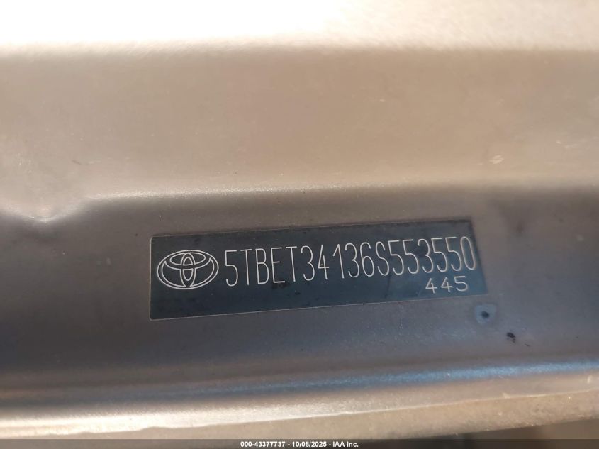 2006 Toyota Tundra Sr5 V8 VIN: 5TBET34136S553550 Lot: 43377737