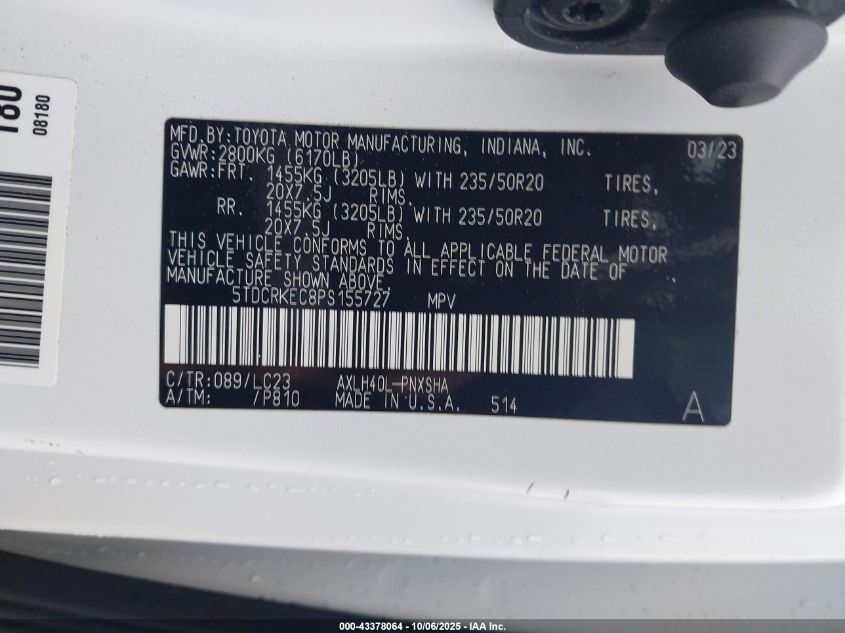 2023 Toyota Sienna 25Th Anniversary Edition VIN: 5TDCRKEC8PS155727 Lot: 43378064