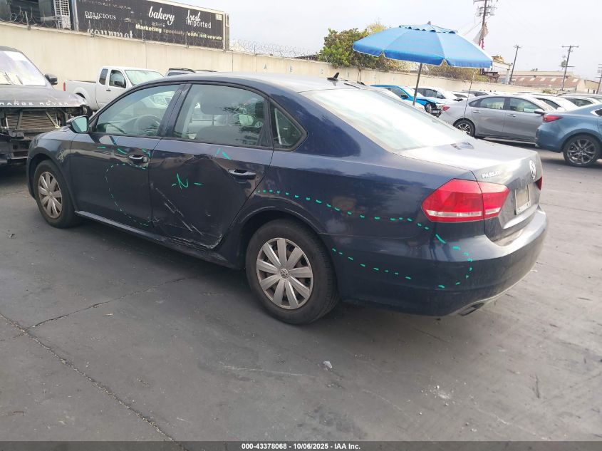 2012 Volkswagen Passat 2.5L S VIN: 1VWAP7A33CC072411 Lot: 43378068