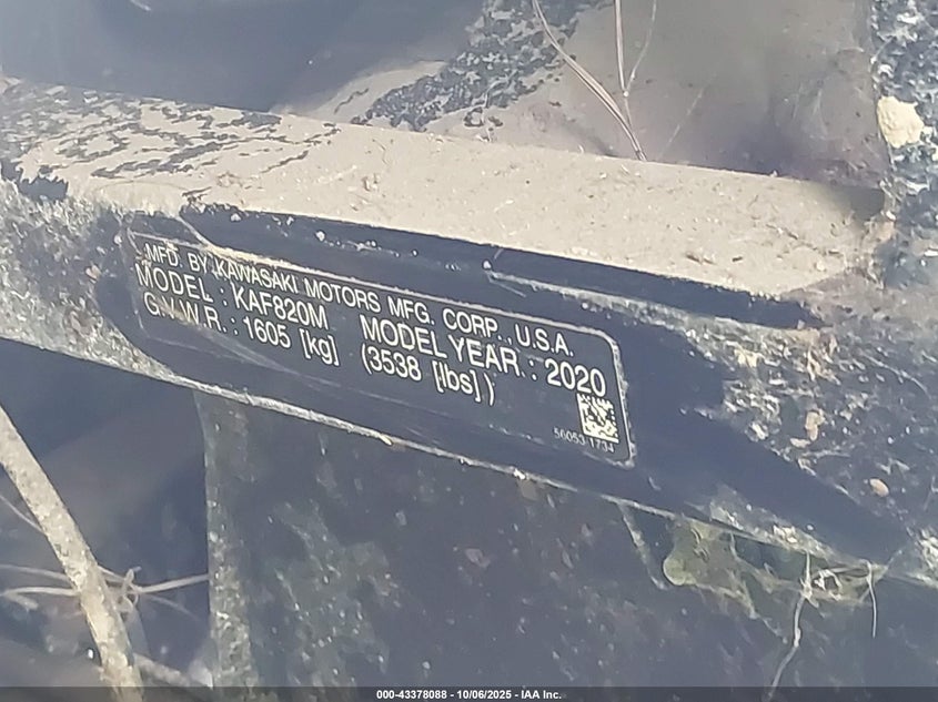 2020 KAWASAKI KAF820 M JKBAFSM16LB501376