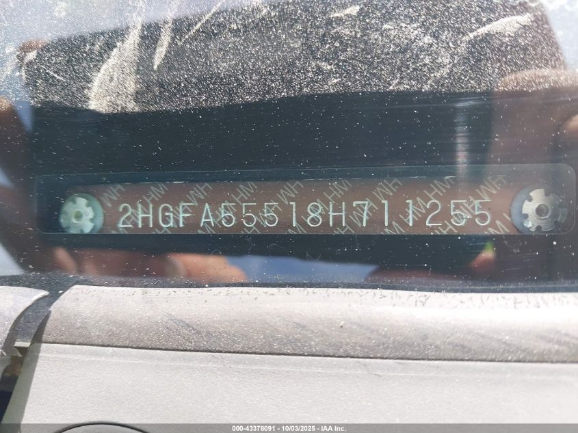 2008 Honda Civic Si/Si Mugen VIN: 2HGFA55518H711255 Lot: 43378091