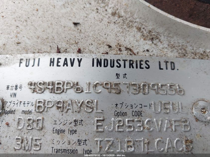 2005 Subaru Outback 2.5I VIN: 4S4BP61C957309556 Lot: 43378132