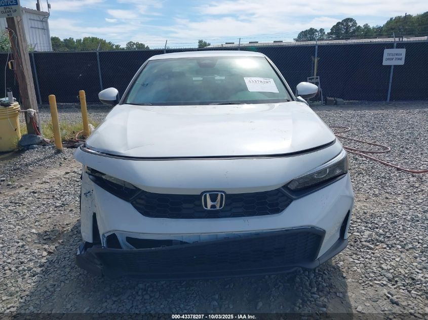 2025 Honda Civic Lx VIN: 2HGFE2F2XSH586089 Lot: 43378207