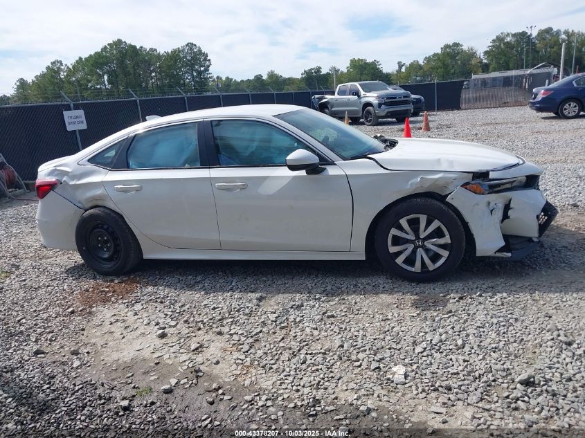 2025 Honda Civic Lx VIN: 2HGFE2F2XSH586089 Lot: 43378207