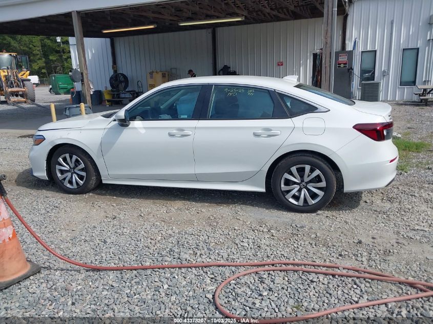 2025 Honda Civic Lx VIN: 2HGFE2F2XSH586089 Lot: 43378207