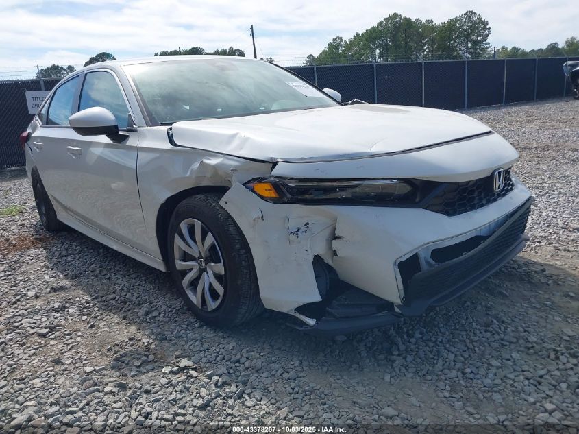 2025 Honda Civic Lx VIN: 2HGFE2F2XSH586089 Lot: 43378207