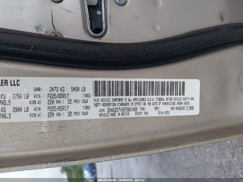 2009 Dodge Journey Sxt VIN: 3D4GG57V09T601498 Lot: 43378449