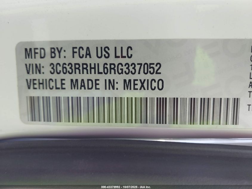 2024 Ram 3500 Big Horn 4X4 8' Box VIN: 3C63RRHL6RG337052 Lot: 43378992