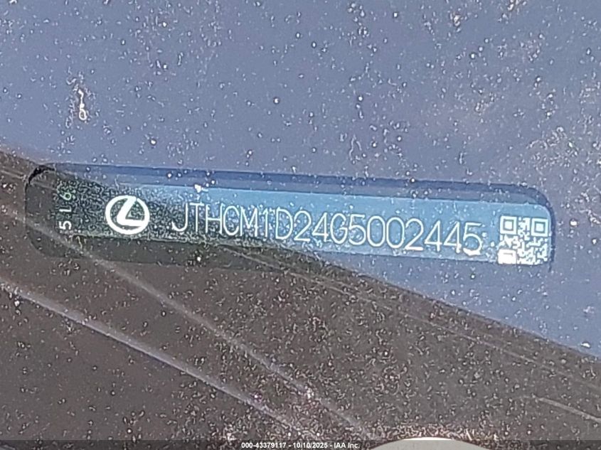 2016 Lexus Is 300 VIN: JTHCM1D24G5002445 Lot: 43379117