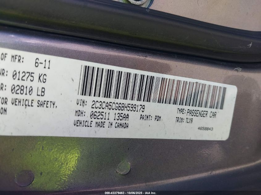 2011 Chrysler 300 Limited VIN: 2C3CA5CG6BH599179 Lot: 43379463