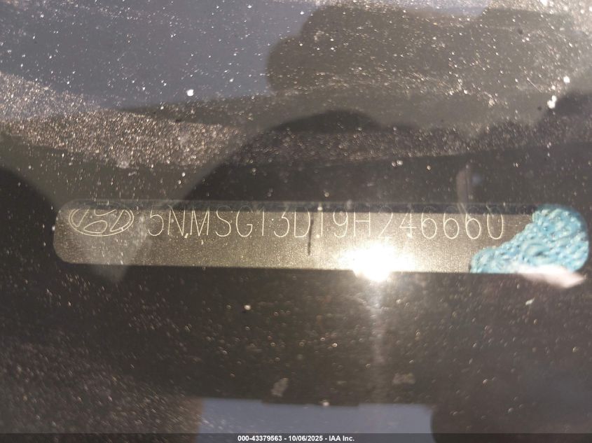 2009 Hyundai Santa Fe Gls VIN: 5NMSG13D19H246660 Lot: 43379563