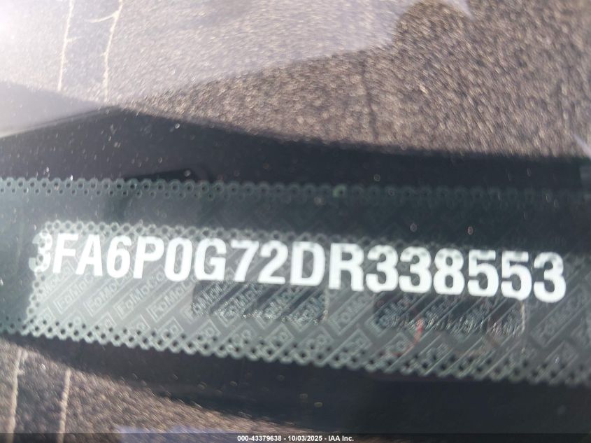 2013 Ford Fusion S VIN: 3FA6P0G72DR338553 Lot: 43379638