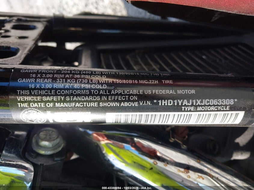 2018 HARLEY-DAVIDSON FLHC HERITAGE CLASSIC - 1HD1YAJ1XJC063308