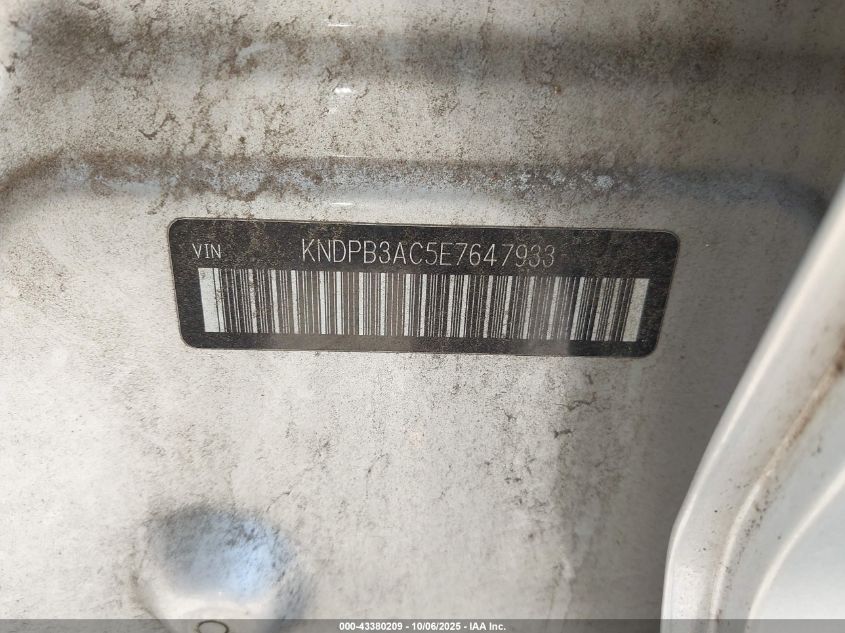 2014 Kia Sportage Lx VIN: KNDPB3AC5E7647933 Lot: 43380209