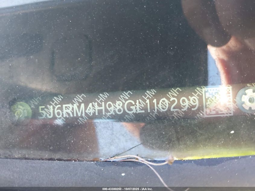 2016 Honda Cr-V Touring VIN: 5J6RM4H98GL110299 Lot: 43380250