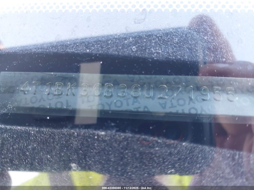 2008 Toyota Avalon Limited VIN: 4T1BK36B38U271955 Lot: 43380380