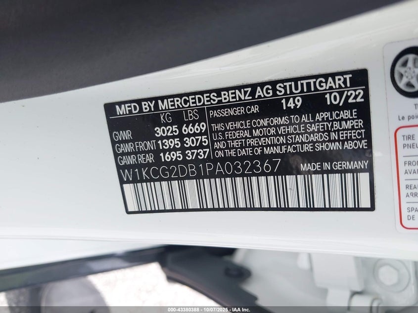 2023 MERCEDES-BENZ EQS 450+ W1KCG2DB1PA032367