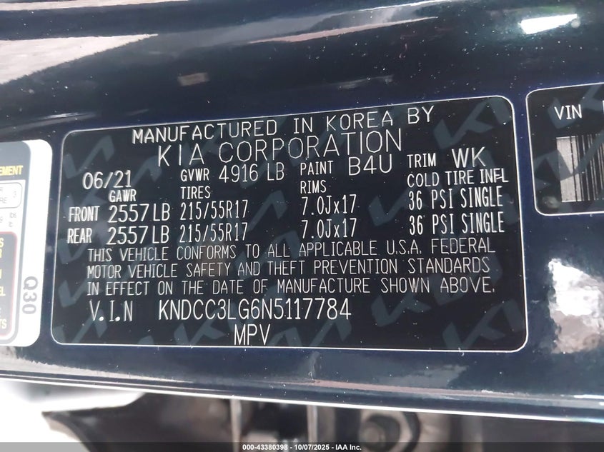 2022 KIA NIRO EV EX KNDCC3LG6N5117784