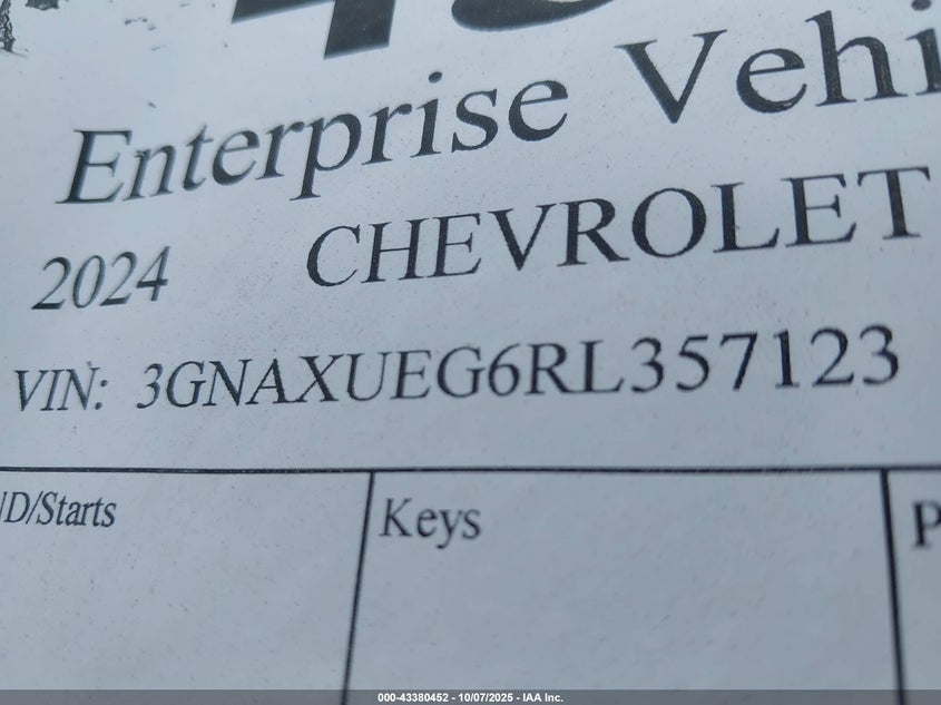 2024 Chevrolet Equinox Awd Lt VIN: 3GNAXUEG6RL357123 Lot: 43380452