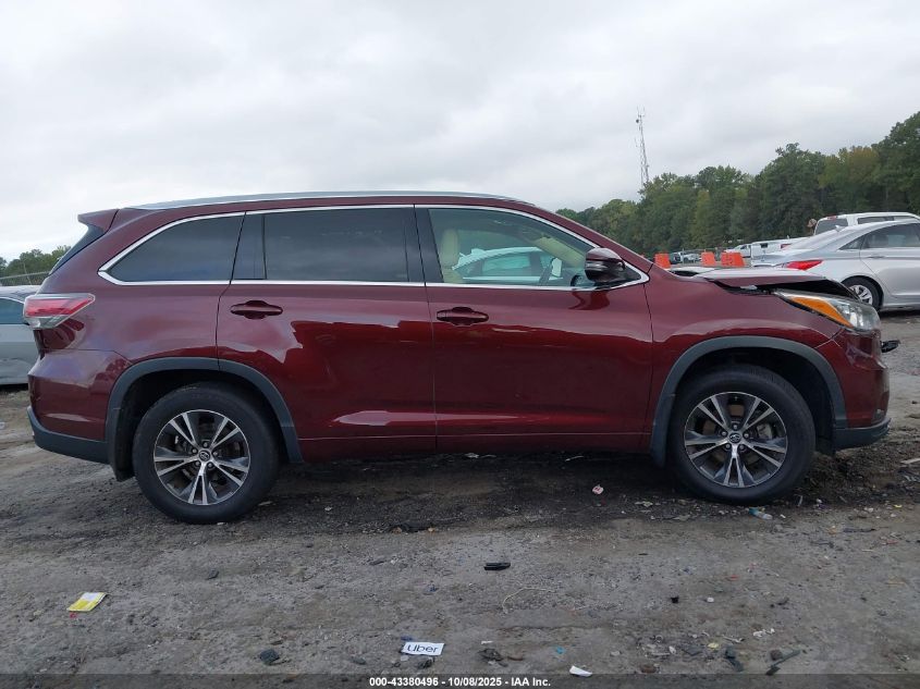 2016 Toyota Highlander Xle V6 VIN: 5TDJKRFHXGS301737 Lot: 43380496