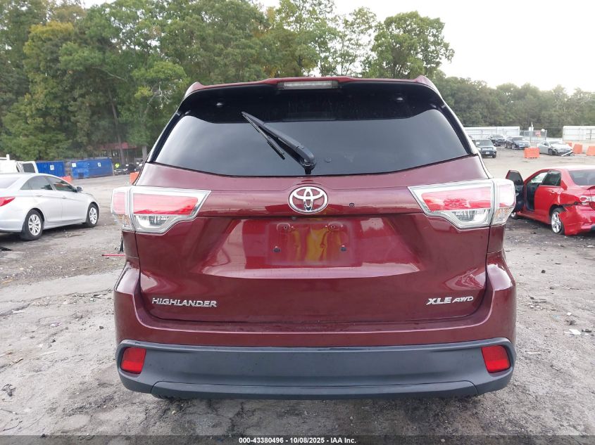 2016 Toyota Highlander Xle V6 VIN: 5TDJKRFHXGS301737 Lot: 43380496