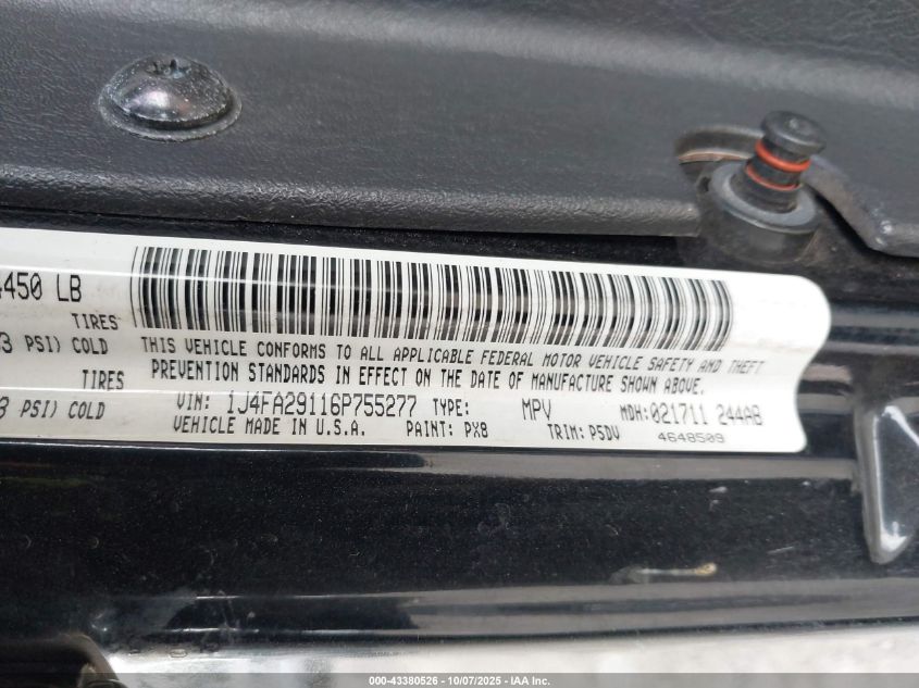 2006 Jeep Wrangler Se VIN: 1J4FA29116P755277 Lot: 43380526