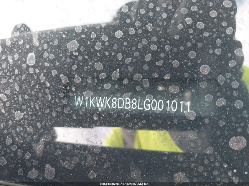 2020 Mercedes-Benz C 300 VIN: W1KWK8DB8LG001011 Lot: 43380728